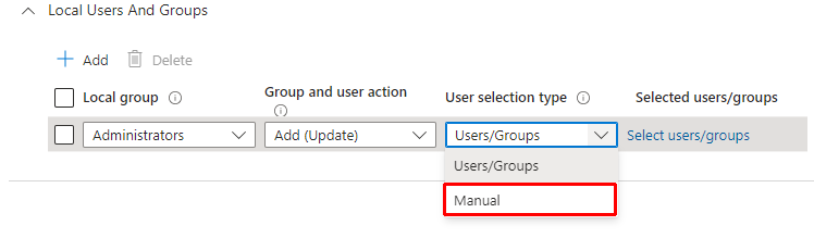 Local Users and Groups setting